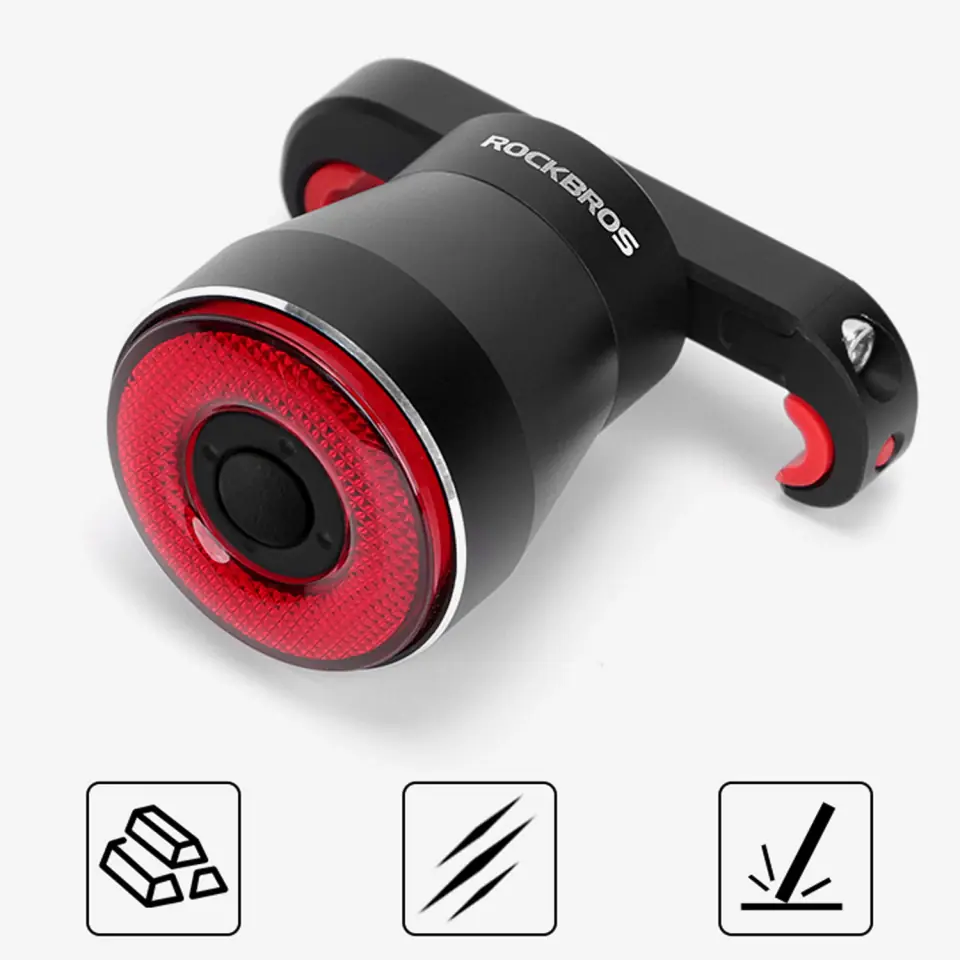 Lampka rowerowa tylna LED USB RockBros Smart TL907Q51 na tył roweru pod siodełko 60lm światło czerwone oświetlenie