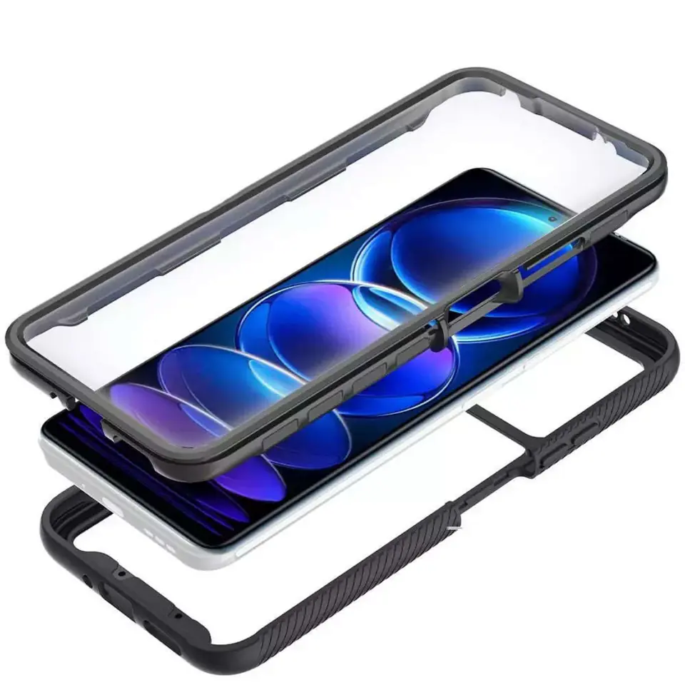 Etui do Xiaomi Redmi Note 12 5G / Poco X5 pancerne obudowa + folia na ekran hydrożelowa Case 360 Defense Pro czarne