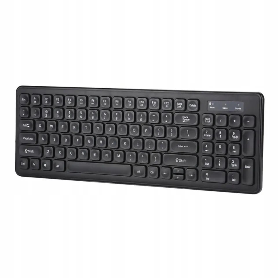 Marvo DCM004WE BK, klawiatura z myszką bezprzewodową, US, biurowy, bezprzewodowa rodzaj czarna