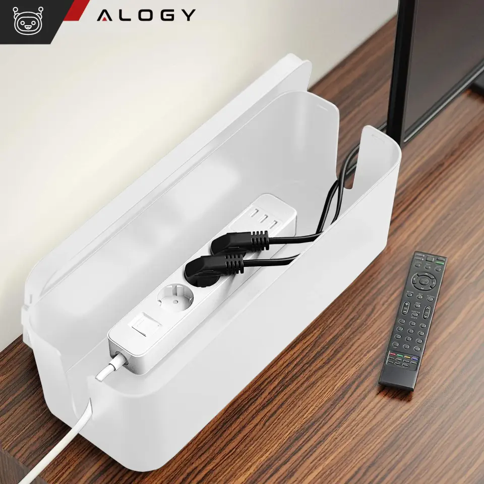 Organizer kabli biurkowy podłogowy pojemnik pudełko na kable listwy Alogy Box L 40cm duży Biały