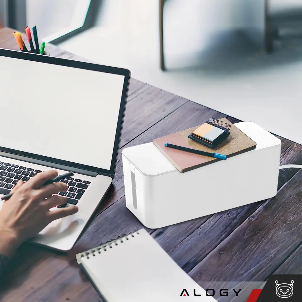 Organizer kabli biurkowy podłogowy pojemnik pudełko na kable listwy Alogy Box L 40cm duży Biały