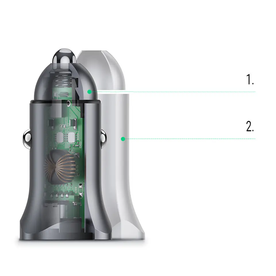 UGREEN Cargador para automovil 24W 2xUSB modelo CD130 Gris Ugreen