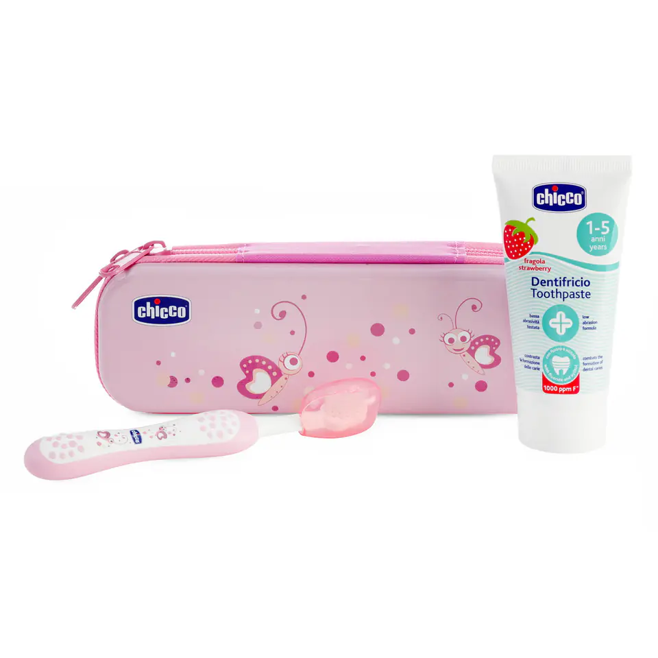 Chicco Always Smiling Set fluoride toothpaste set + toothbrush + case 1 ...