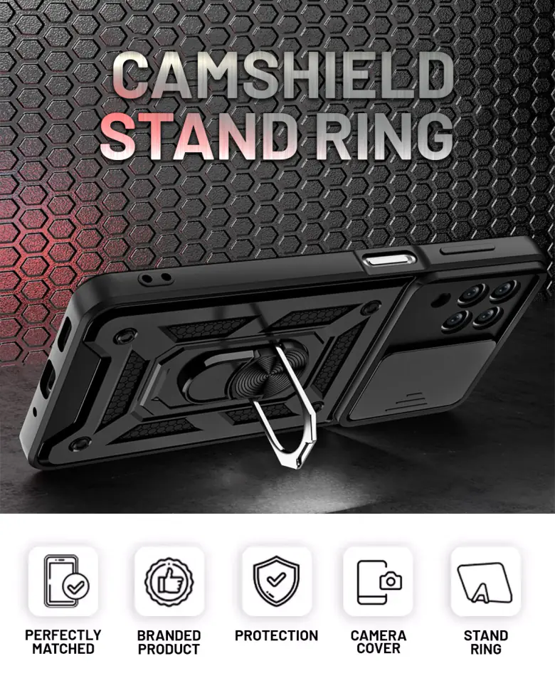 Pancerne etui z osłoną aparatu Alogy Camshield Stand Ring do Samsung Galaxy M53 5G czarne