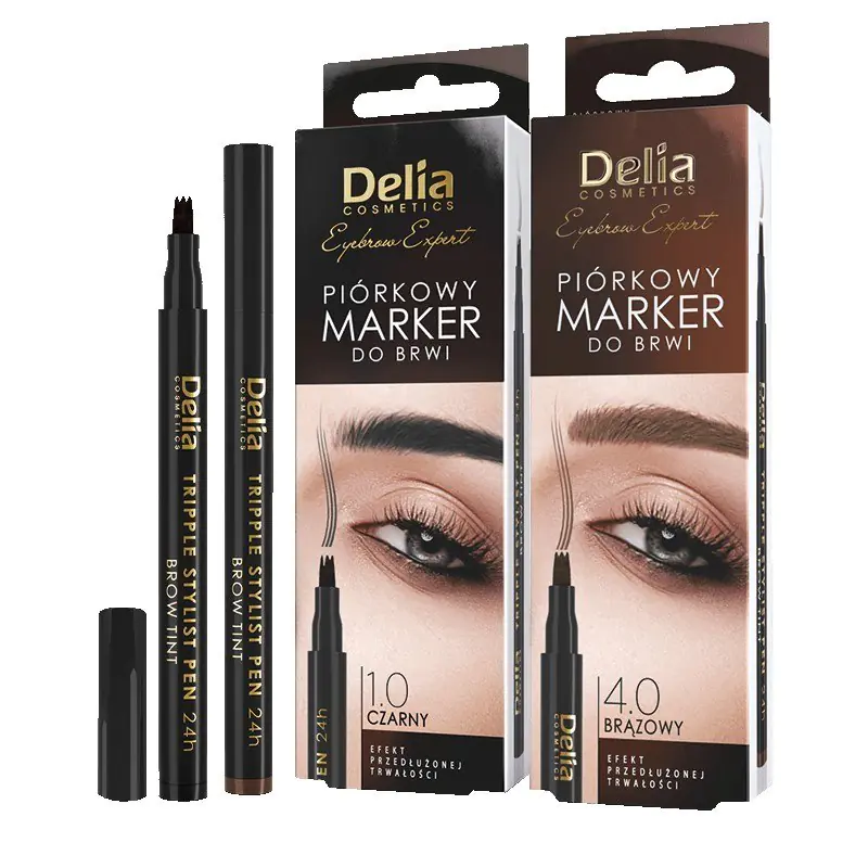 Delia Cosmetics Eyebrow Expert Piórkowy Marker do brwi Czarny