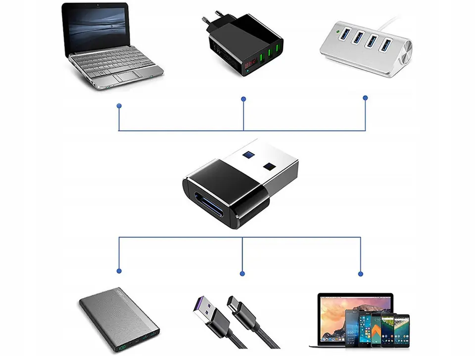 Adapter USB do USB-C srebrny