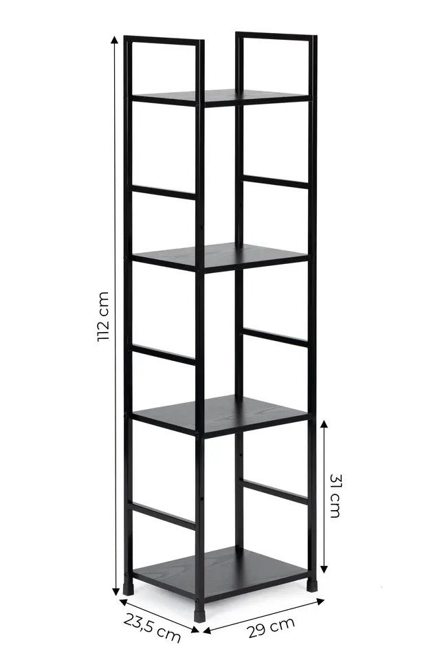 Regał drewniany nowoczesny metalowa rama LOFT 4 półki czarny ModernHome