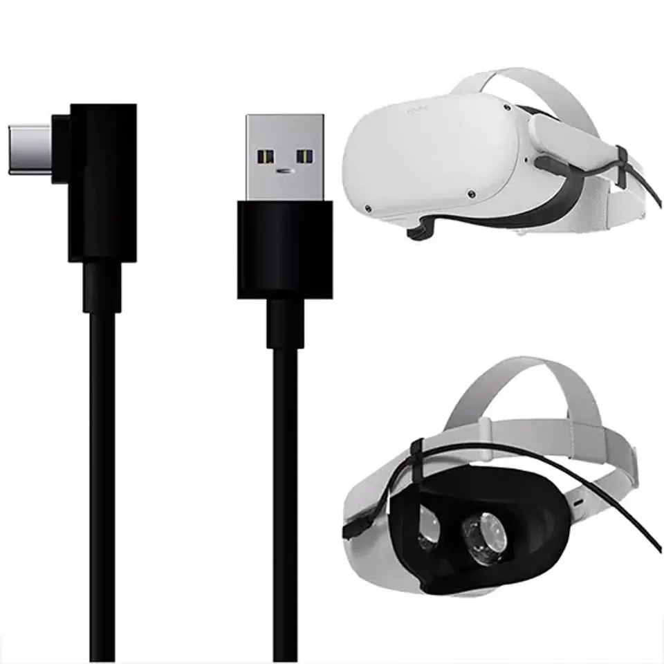 Kabel do okularów VR Alogy przewód USB do USB Type-C 5m do Oculus Link Quest 1 2 3 Czarny