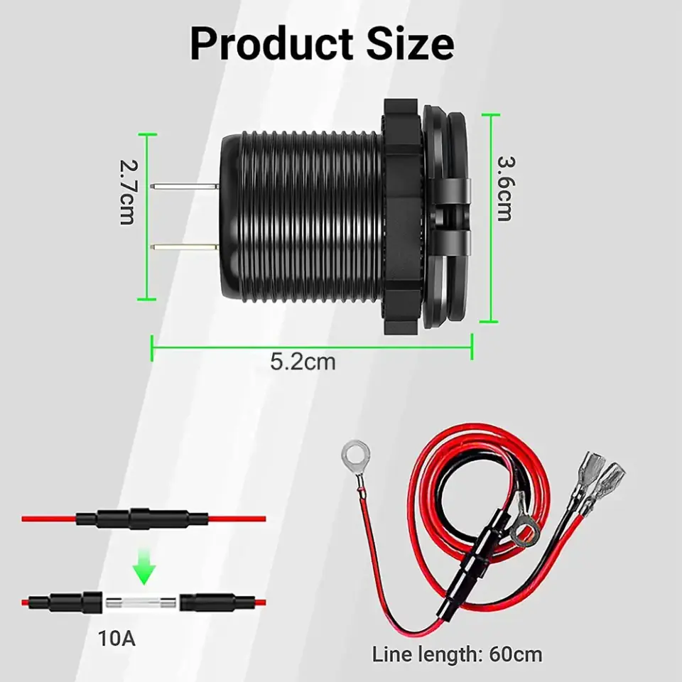 Ładowarka samochodowa LED gniazdo Alogy Mini Car Charge do motocykla zasilacz konektory Alogy 2x USB QC 3.0 + USB-C PD 60W