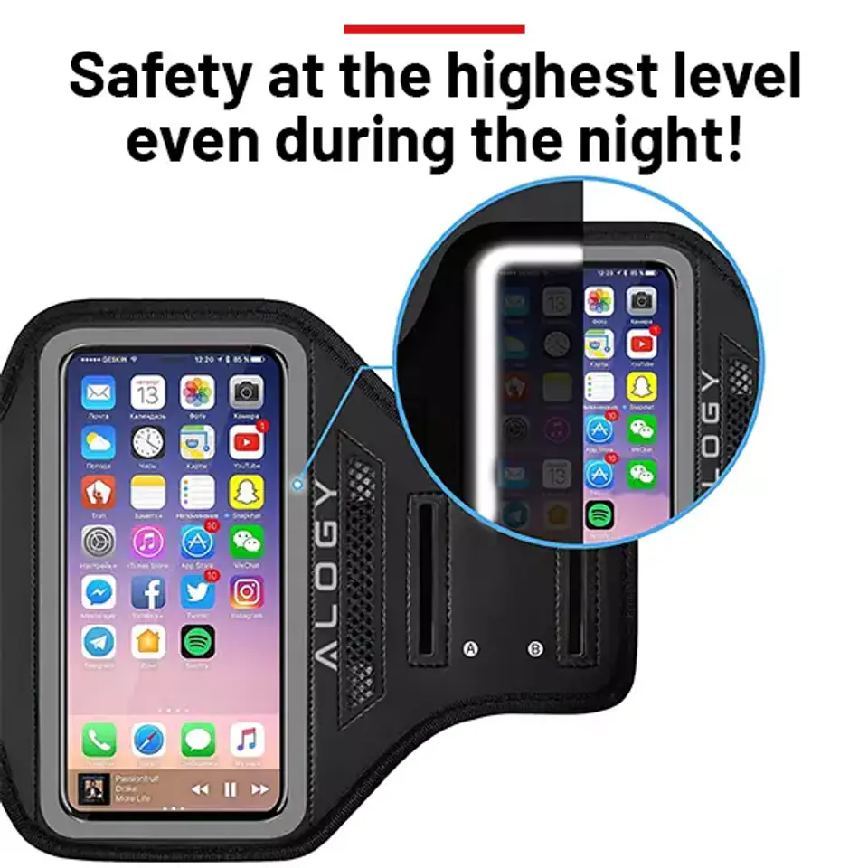 Etui do biegania Alogy WaterProof Sport ArmBand wodoodporna opaska na ramię do telefonu 6.7 cali Czarna