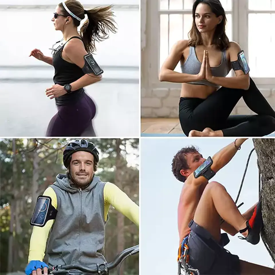 Etui do biegania Alogy WaterProof Sport ArmBand wodoodporna opaska na ramię do telefonu 6.7 cali Czarna