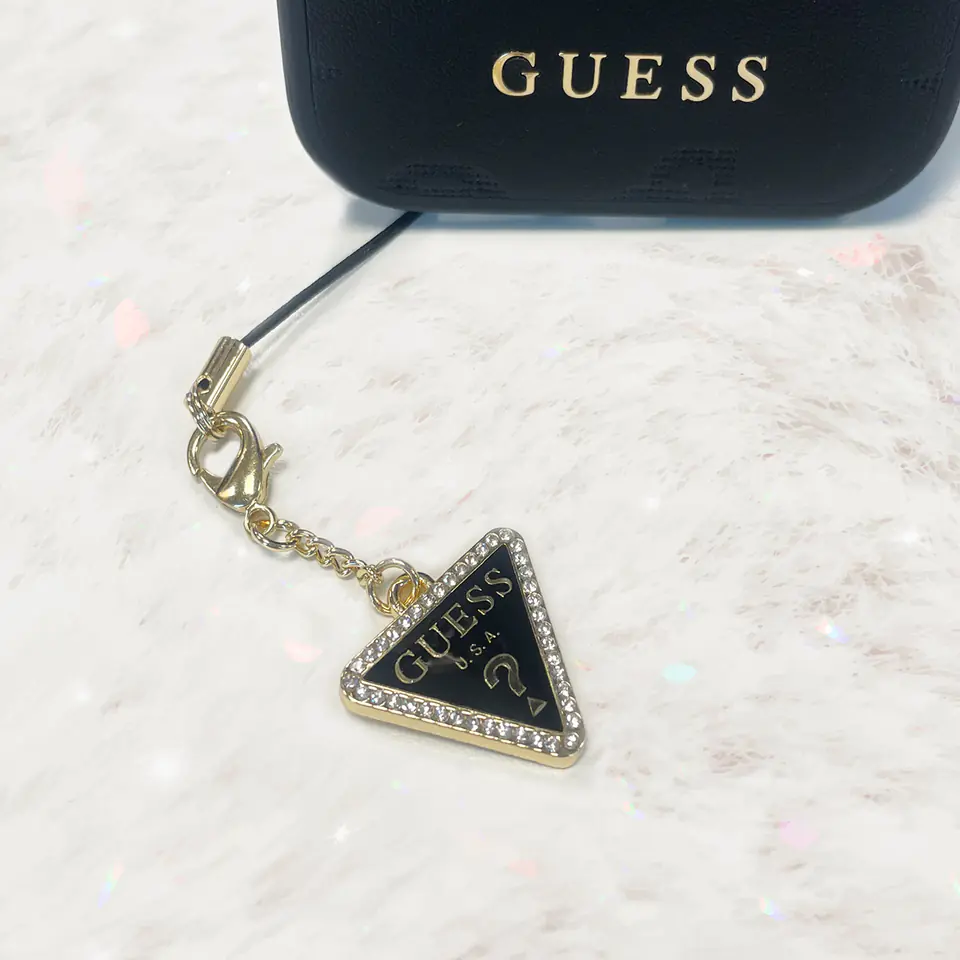 Guess zawieszka GUCPMTDCK Phone Strap Triangle Diamond Charm with Rhinestones