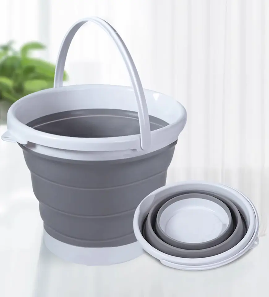 DUŻE WIADRO Z RĄCZKĄ SKŁADANE SILIKONOWE WIADERKO 5L