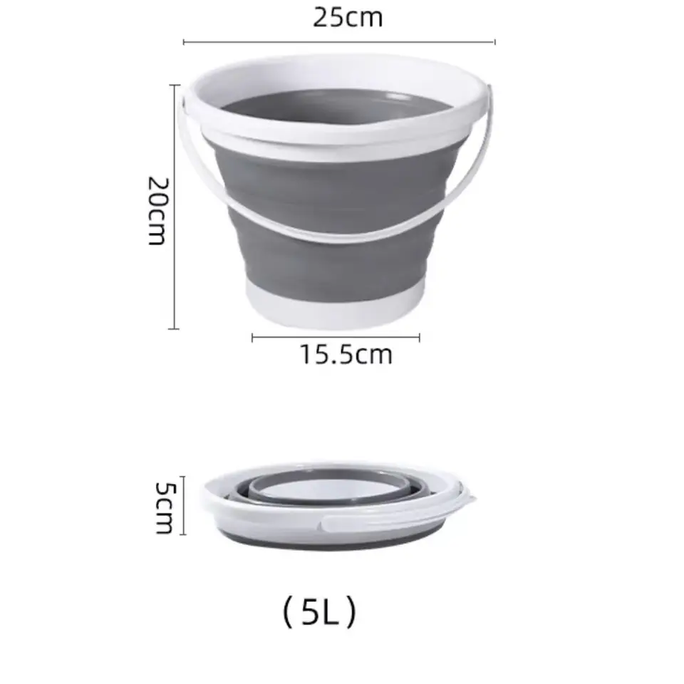 DUŻE WIADRO Z RĄCZKĄ SKŁADANE SILIKONOWE WIADERKO 5L