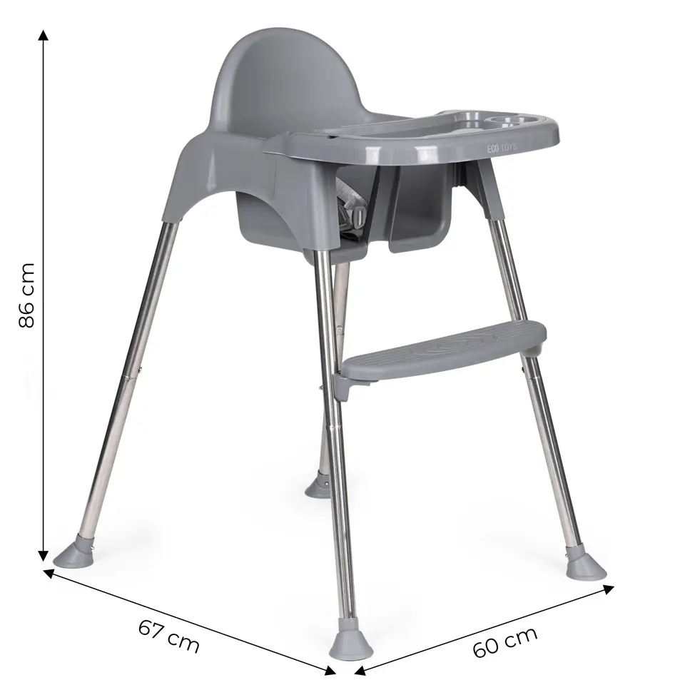 Krzesełko fotelik do karmienia 2w1 tacka pasy bezpieczeństwa ECOTOYS