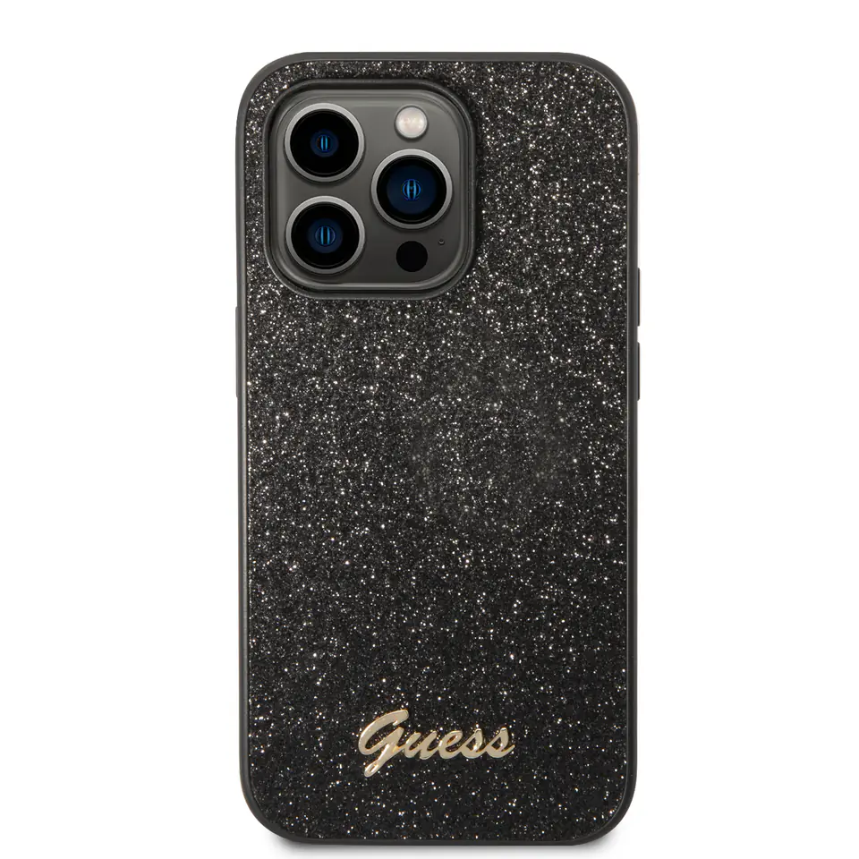 Guess GUHCP14XHGGSHK iPhone 14 Pro Max 6,7" czarny/black hard case Glitter Script