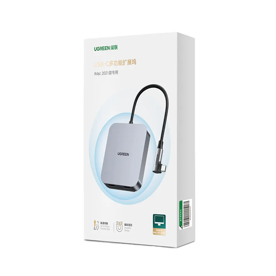 Hub USB-C UGREEN 60377, Adapter 5in1, 3x USB, SD/TF grey