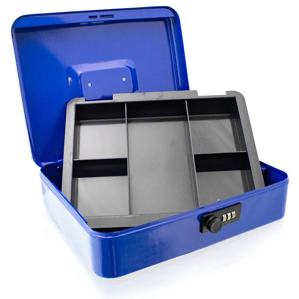 Cassette, money/savings compartment, safe blue 30cm, solid workmanship ...