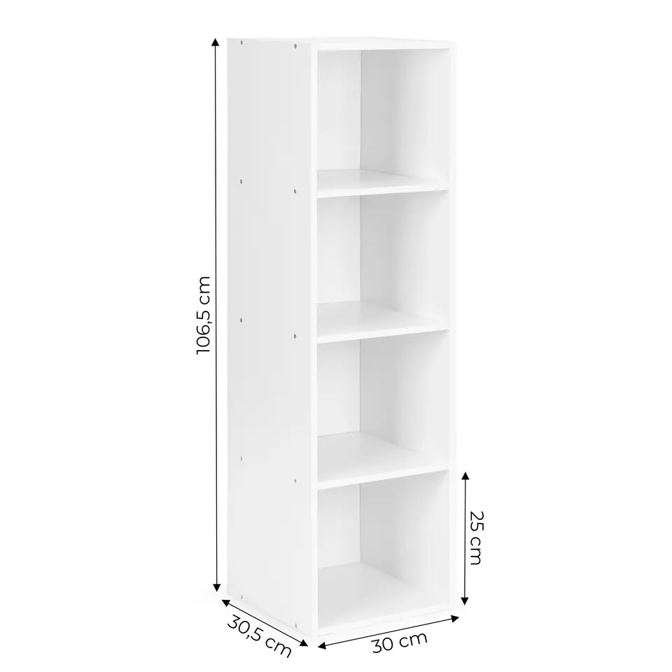 Nowoczesny regał szafka biała 4 półki loft ModernHome