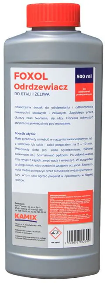 Odrdzewiacz do stali i żeliwa KAMIX FOXOL 500ml