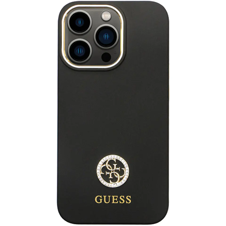 Guess GUHCP15XM4DGPK iPhone 15 Pro Max 6.7" czarny/black hardcase Silicone Logo Strass 4G