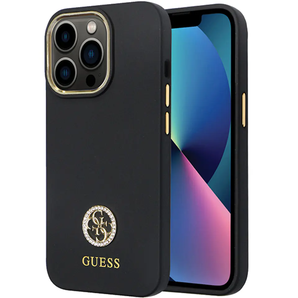 Guess GUHCP15XM4DGPK iPhone 15 Pro Max 6.7" czarny/black hardcase Silicone Logo Strass 4G