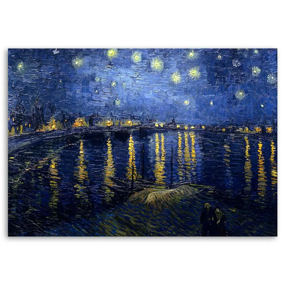 Obraz Deco Gwiaździsta noc nad Rodanem V. van Gogh reprodukcja HDF 120x80cm