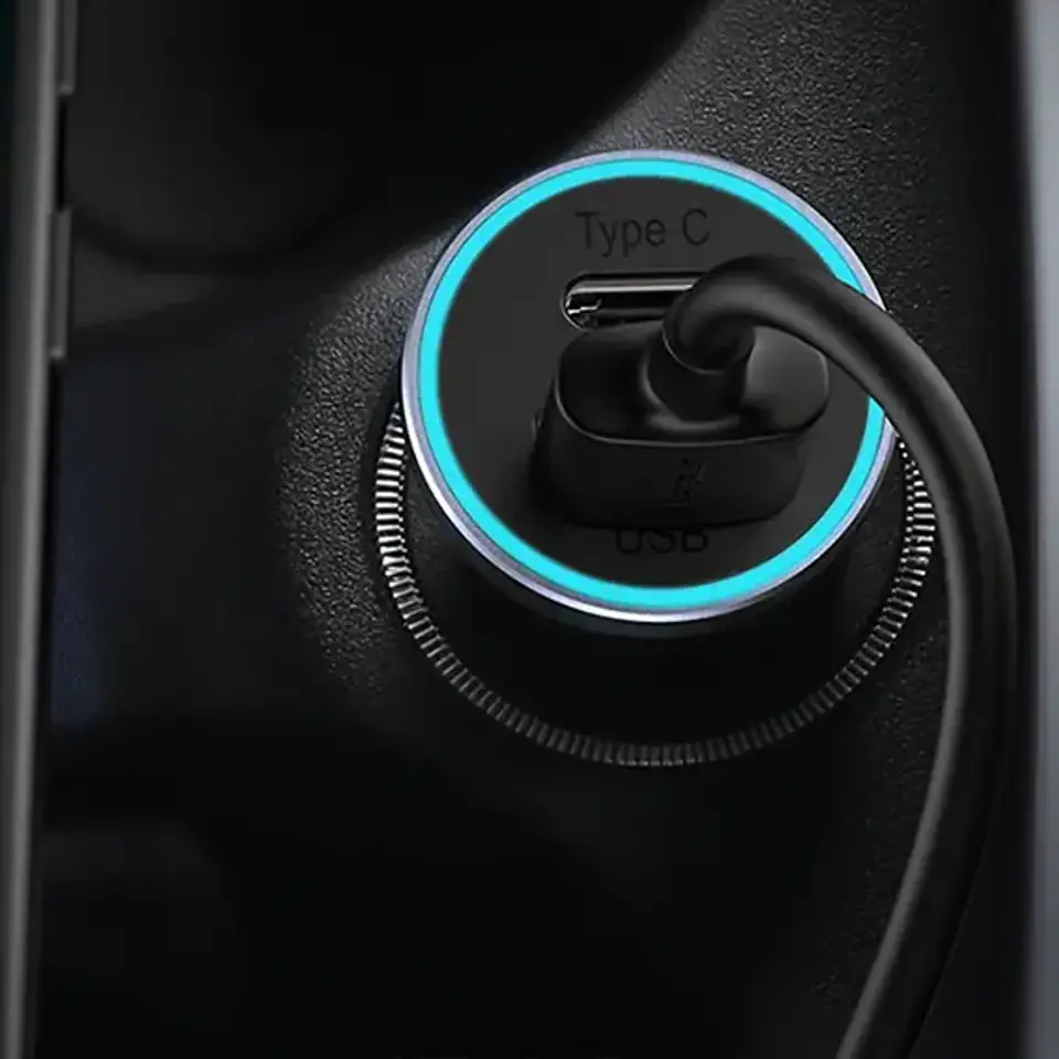 Ładowarka samochodowa Baseus Golden Contactor Max USB + USB-C Type C PD QC4.0 60W Szara