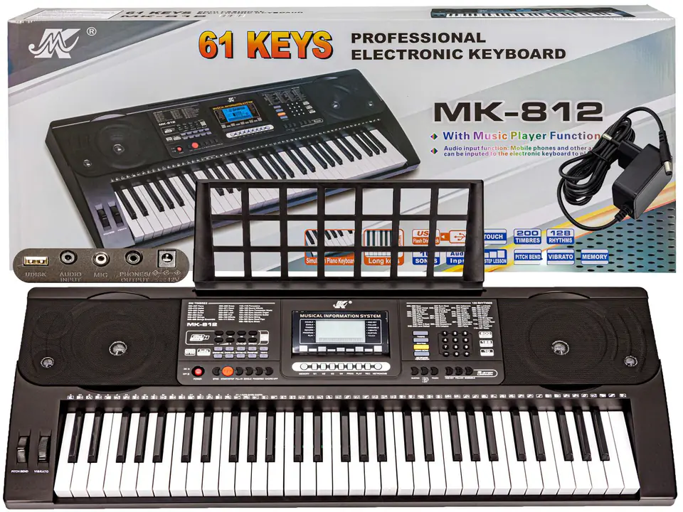 61 Keys Digital Electronic Piano MIDI Keyboard Output 128 Tones 128 Rhythms  14 Demo Songs Recording with Sustain Pedal