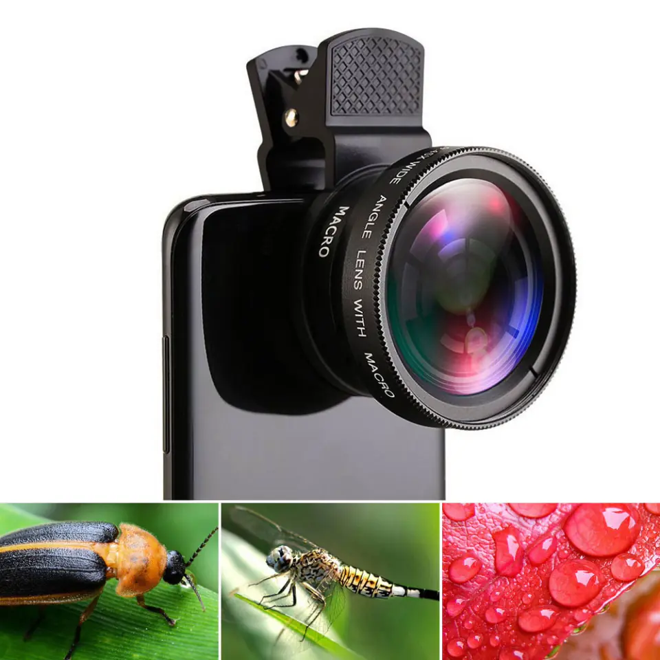 Obiektyw soczewka do telefonu smartfona zestaw 2w1 Alogy Lens klips 0.45X Makro 12.5X szeroki