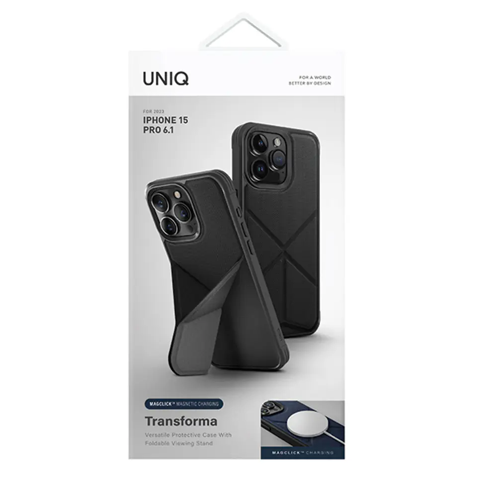UNIQ etui Transforma iPhone 15 Pro 6.1" Magclick Charging czarny/ebony black