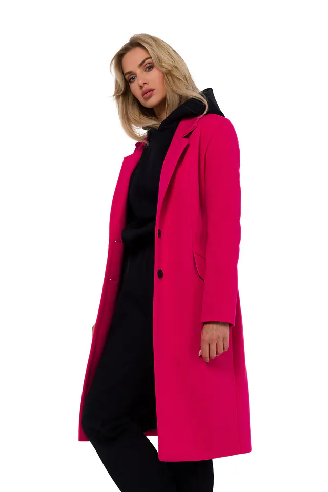 Płaszcz zapinany, kolor fuksja M758, rozmiar M