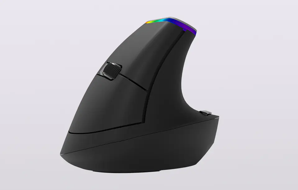 Bezprzewodowa mysz pionowa Delux M618C 2.4G 1600DPI RGB (czarna)