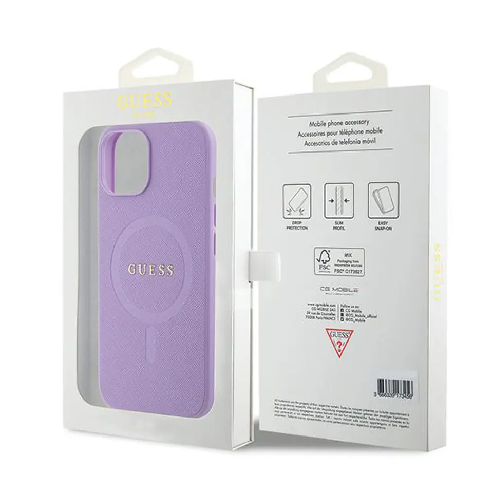 Guess GUHMP16SPSAHMCU iPhone 16 16 6.1" fioletowy/purple hardcase Saffiano MagSafe