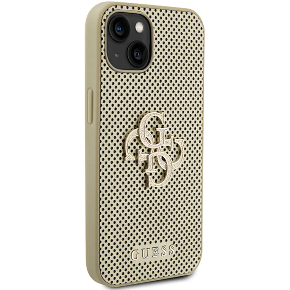 Guess GUHCP15SPSP4LGD iPhone 15 / 14 /  13 6.1" złoty/gold hardcase Perforated 4G Glitter