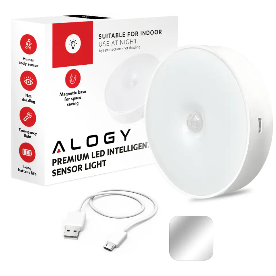 Lampka lampa LED czujnik ruchu zmierzchu nocna Alogy Sensor Light Bezprzewodowa oświetlenie meblowe Światło białe 6000k
