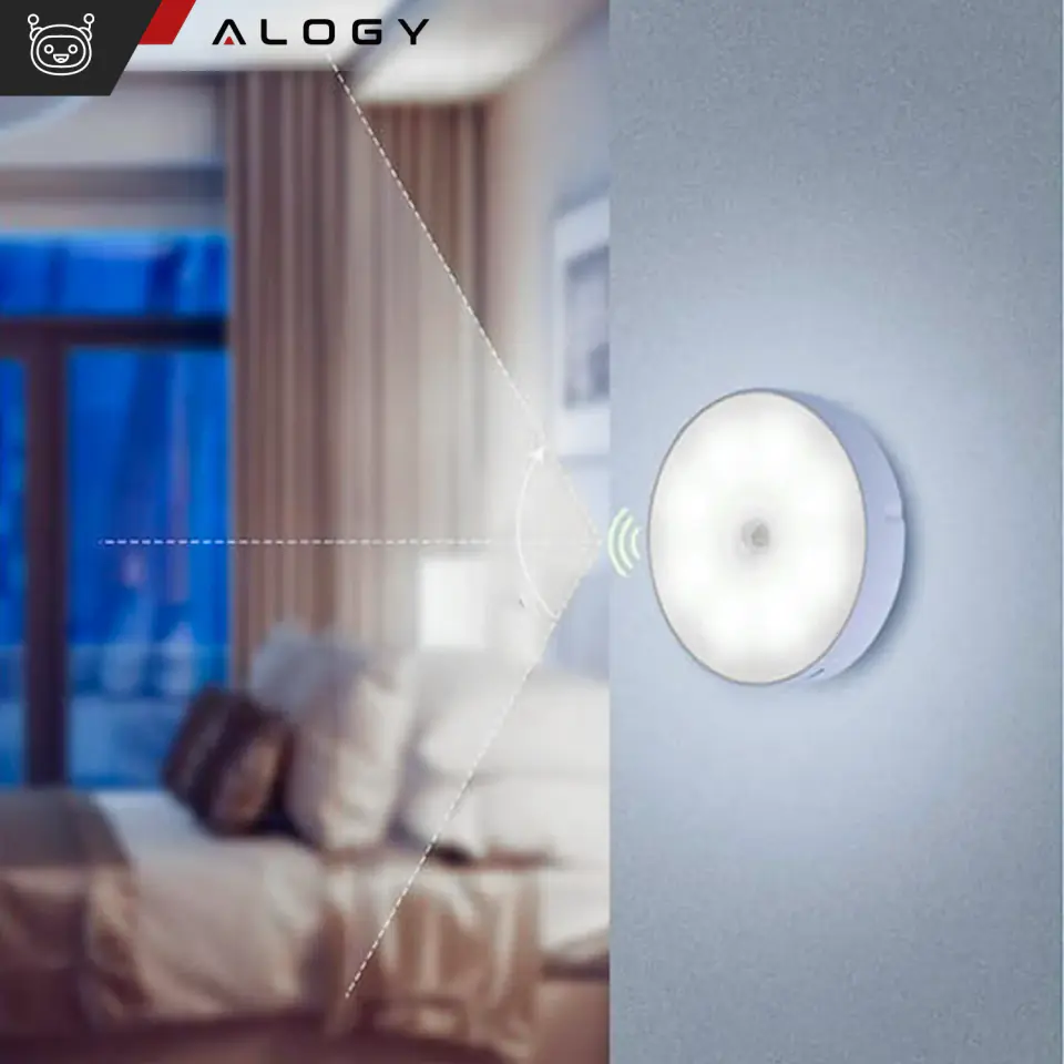 Lampka lampa LED czujnik ruchu zmierzchu nocna Alogy Sensor Light Bezprzewodowa oświetlenie meblowe Światło białe 6000k