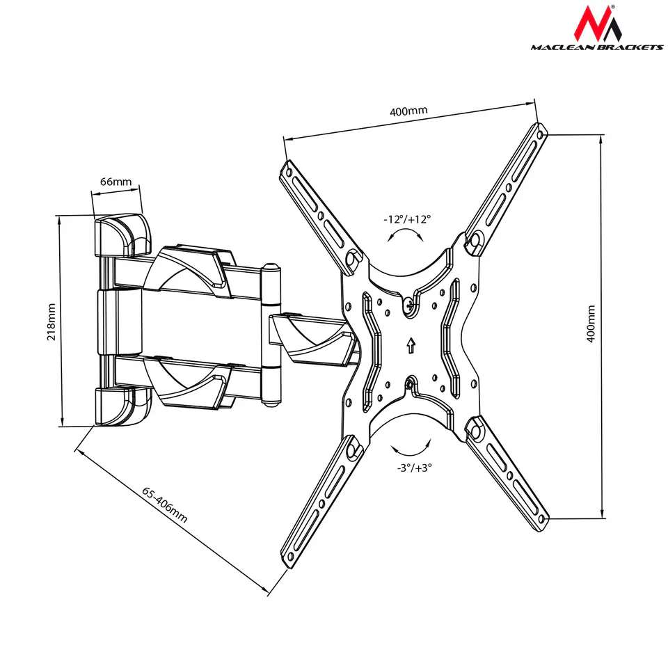 Uchwyt Maclean MC-743 Uchylny; 13" - 50" max. 30kg