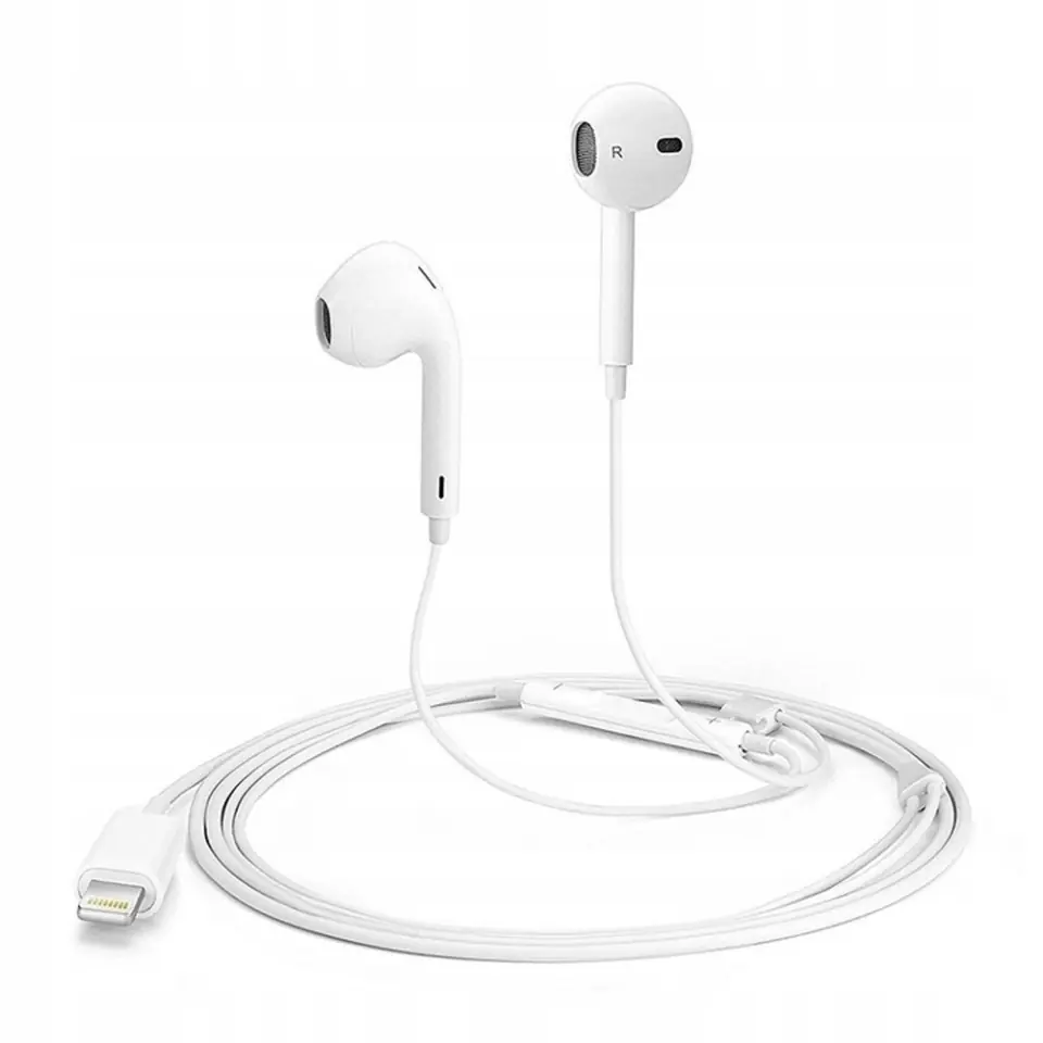 Słuchawki przewodowe douszne Lightning do Apple iPhone iPad iPod Białe