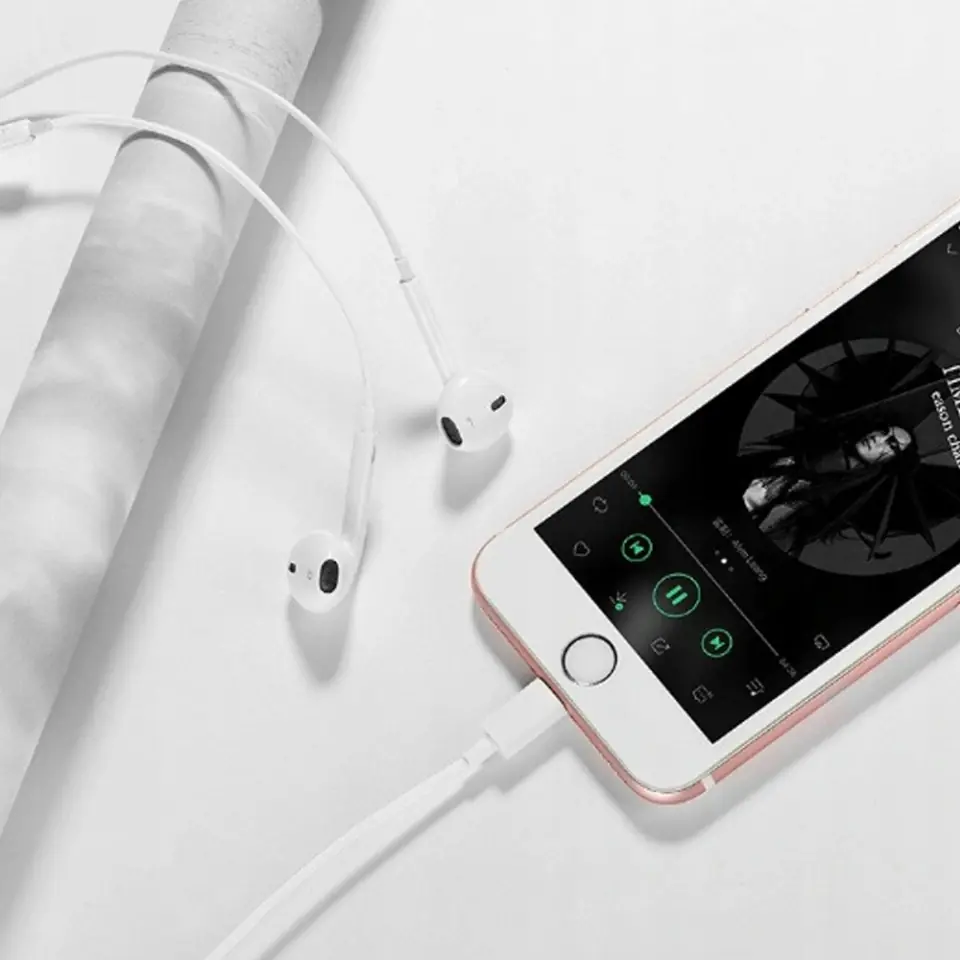Słuchawki przewodowe douszne Lightning do Apple iPhone iPad iPod Białe