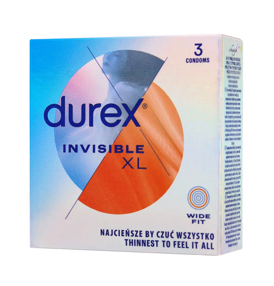 Durex Invisible XL Extra Large extra thin condom, extra large, for maximum  sensitivity, nominal width: 57 mm 3 pieces - VMD parfumerie - drogerie