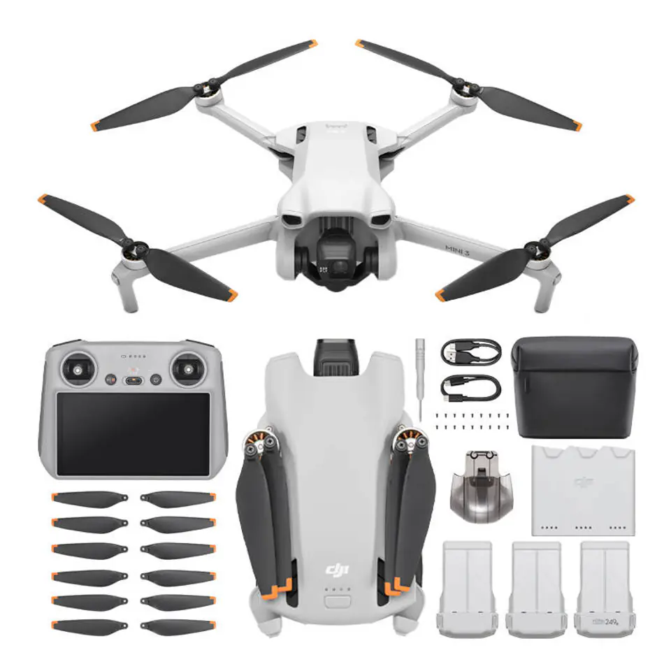  DJI Mini 3 Pro Fly More Kit Plus, Includes Two Intelligent  Flight Batteries Plus, a Two-Way Charging Hub, Remote Control, Data Cable,  Shoulder Bag, Spare propellers, and Screws, Black : Toys