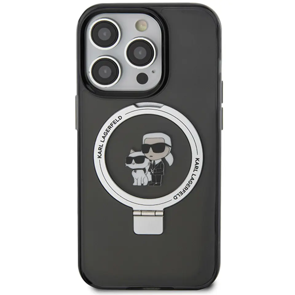 Karl Lagerfeld KLHMP14XHMRSKCK iPhone 14 Pro Max 6.7" czarny/black hardcase Ring Stand Karl&Choupettte MagSafe