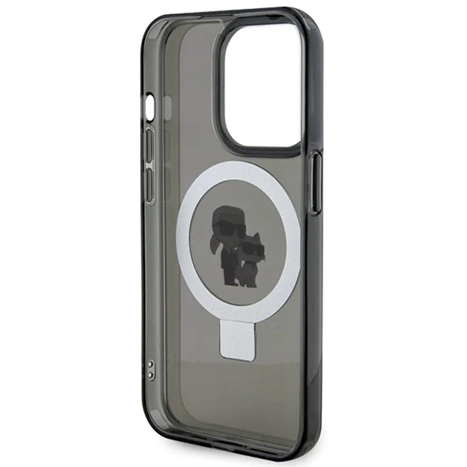 Karl Lagerfeld KLHMP14LHMRSKCK iPhone 14 Pro 6.1" czarny/black hardcase Ring Stand Karl&Choupettte MagSafe