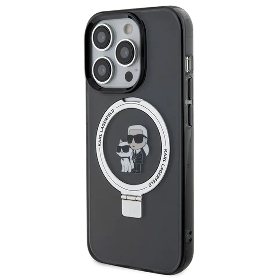 Karl Lagerfeld KLHMP14LHMRSKCK iPhone 14 Pro 6.1" czarny/black hardcase Ring Stand Karl&Choupettte MagSafe