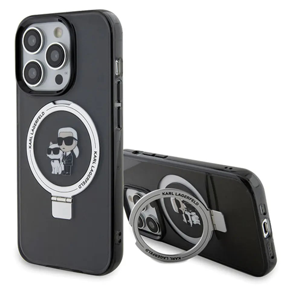 Karl Lagerfeld KLHMP14XHMRSKCK iPhone 14 Pro Max 6.7" czarny/black hardcase Ring Stand Karl&Choupettte MagSafe