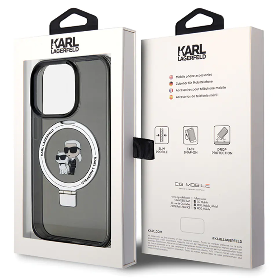 Karl Lagerfeld KLHMP14LHMRSKCK iPhone 14 Pro 6.1" czarny/black hardcase Ring Stand Karl&Choupettte MagSafe