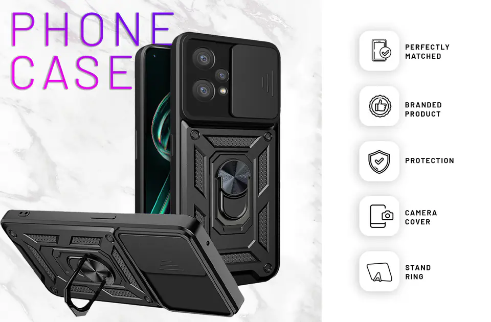 Etui Alogy Camshield Stand Ring z osłonką na aparat do Realme 9 Pro Plus