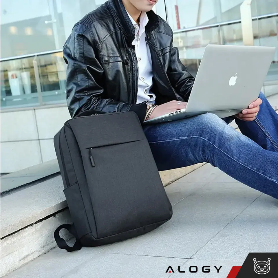 Plecak torba na laptopa 15,6" duży wodoodporny z portem USB Unisex 41x29x12cm do samolotu Alogy Backpack Czarny