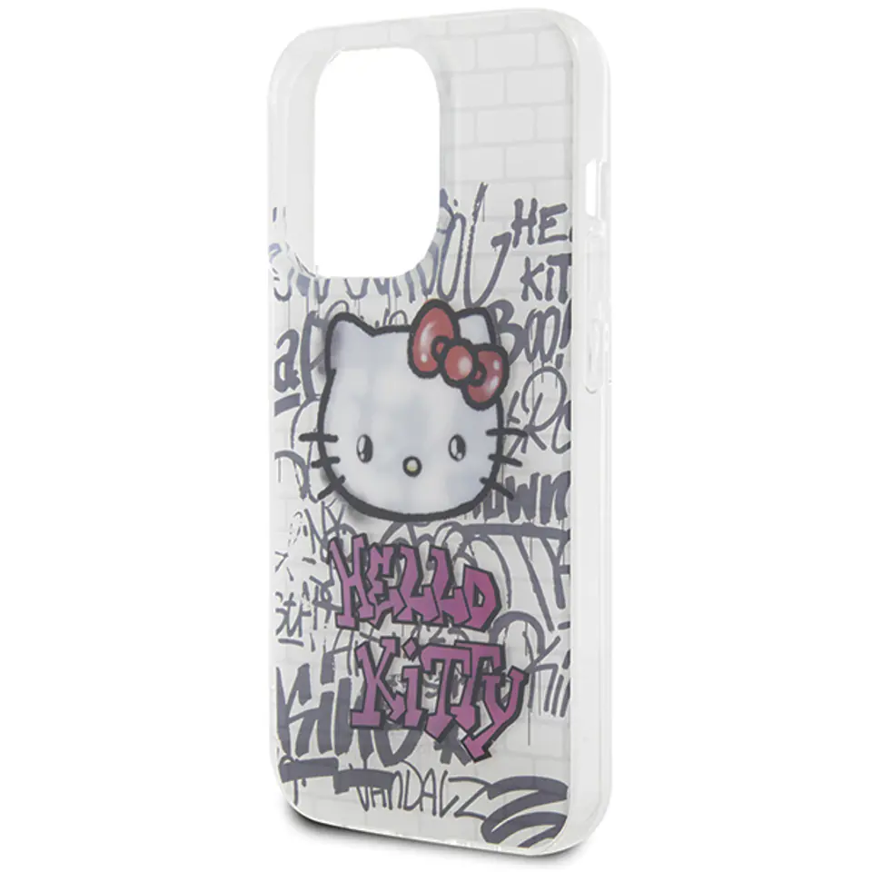 Oryginalne Etui IPHONE 14 PRO MAX Hello Kitty Hardcase IML Kitty On Bricks Graffiti (HKHCP14XHDGPHT) białe